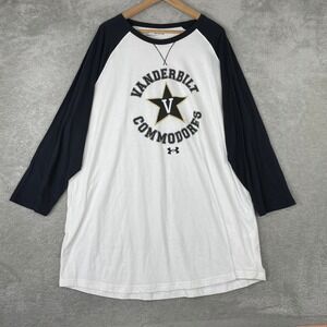 Vanderbilt Commodores Shirt Mens 3XL White Under Armour Raglan Baseball NCAA